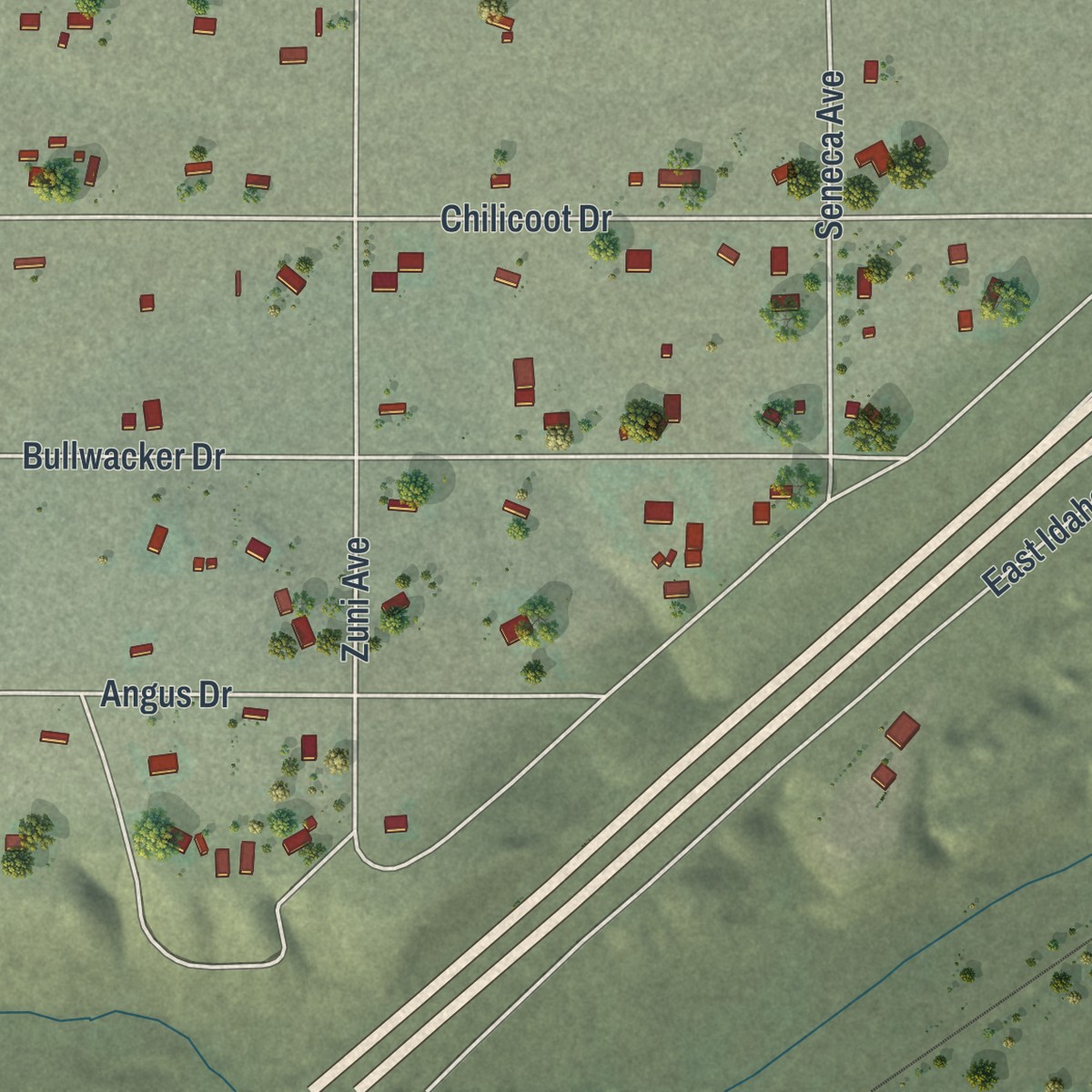 Second close-up of the map of Osino, Nevada print showing more streets and buildings
