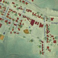 Second close-up of the map of Ossian, Iowa print showing more streets and buildings