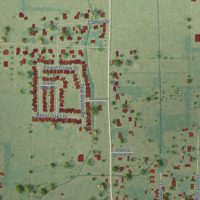 Second close-up of the map of Ossun, Louisiana print showing more streets and buildings