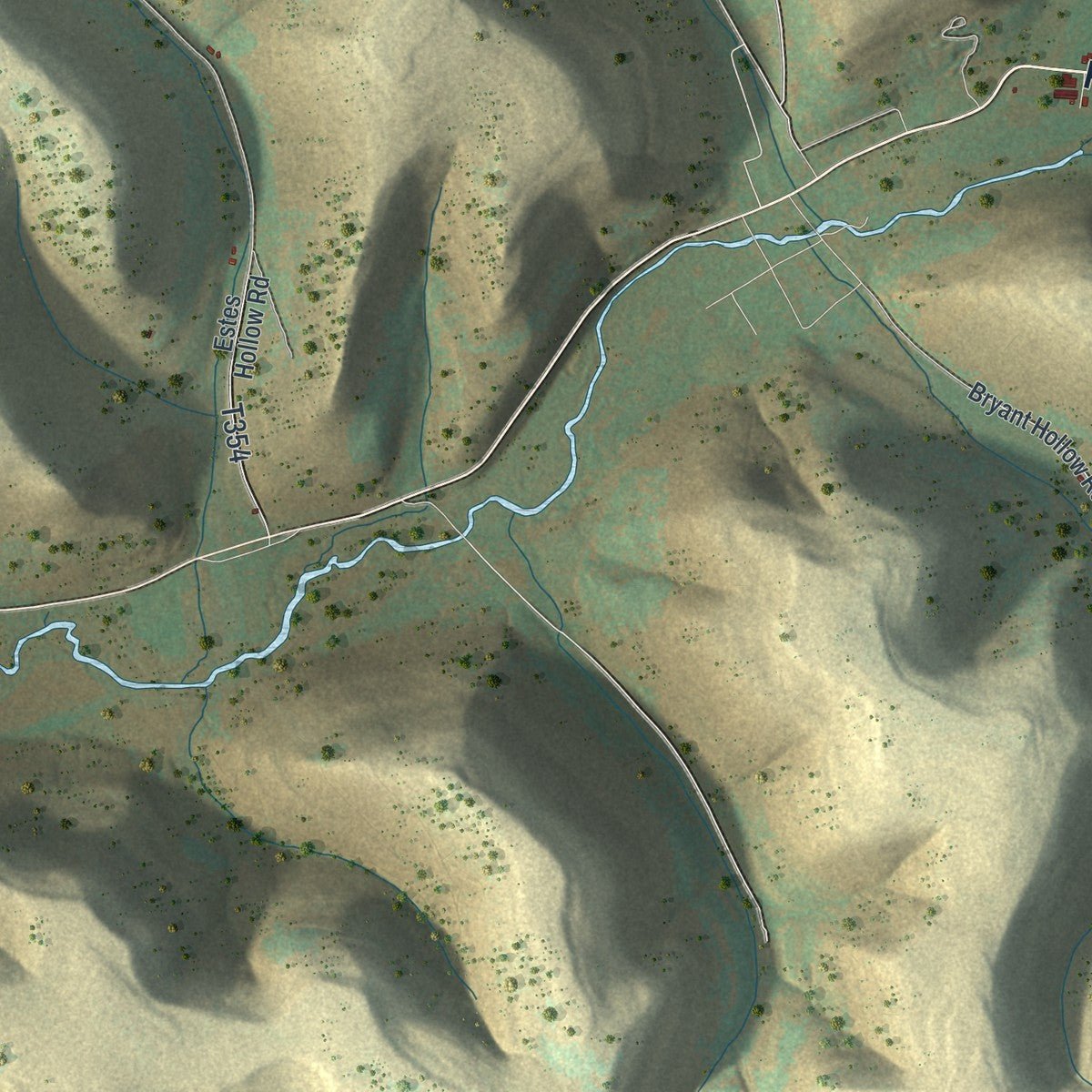 Second close-up of the map of Oswayo, Potter County, Pennsylvania print showing more streets and buildings
