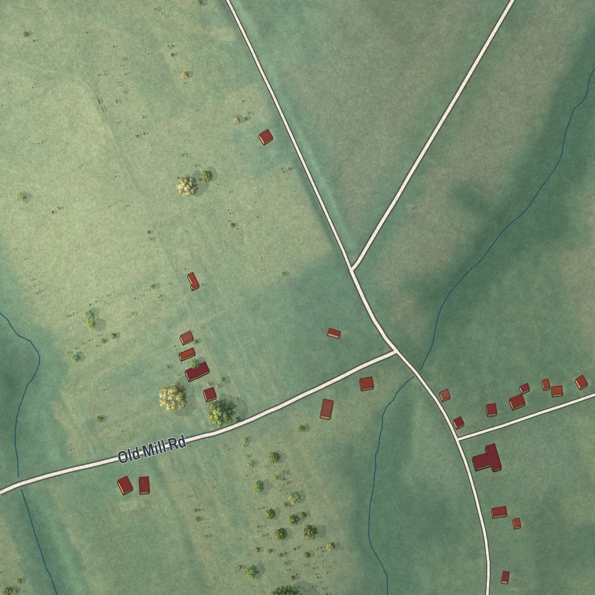 Second close-up of the map of Othello, New Jersey print showing more streets and buildings