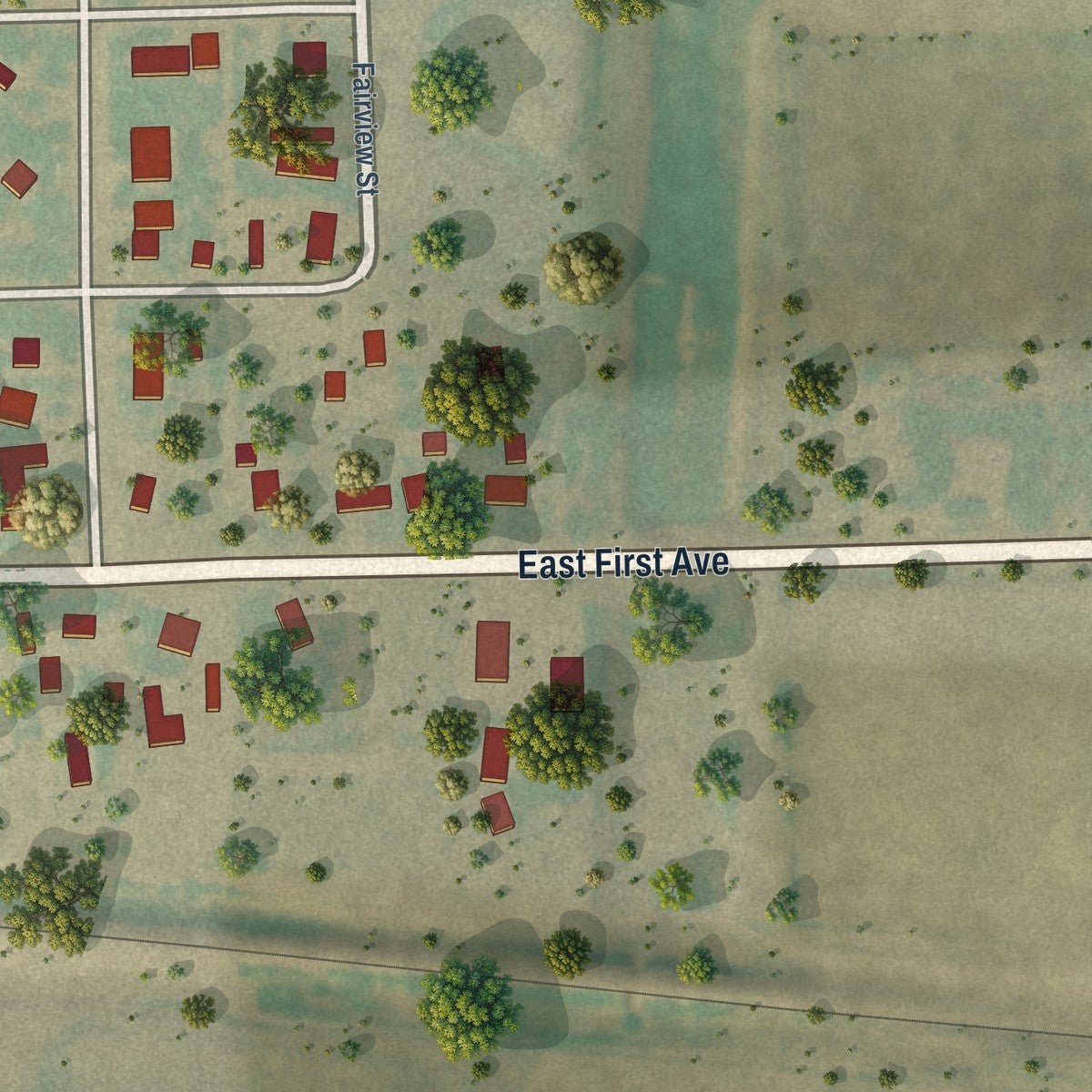 Second close-up of the map of Otis, Colorado print showing more streets and buildings