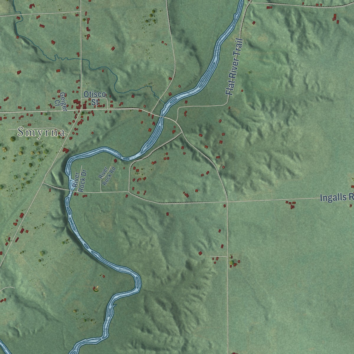 Second close-up of the map of Otisco, Michigan print showing more streets and buildings