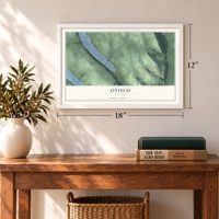 Otisco, New York map, 12 x 18 inch print in a white frame in an entryway
