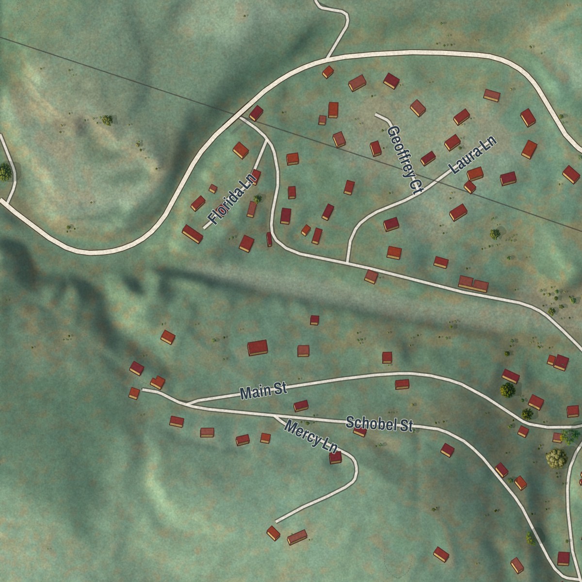 Second close-up of the map of Otisville, New York print showing more streets and buildings
