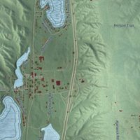 Second close-up of the map of Otsego Lake, Michigan print showing more streets and buildings