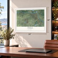 Otsego, Minnesota map, 18 x 24 inch print in a white frame in a home office