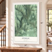 Otselic, New York map, 24 x 36 inch print in a white frame by a staircase