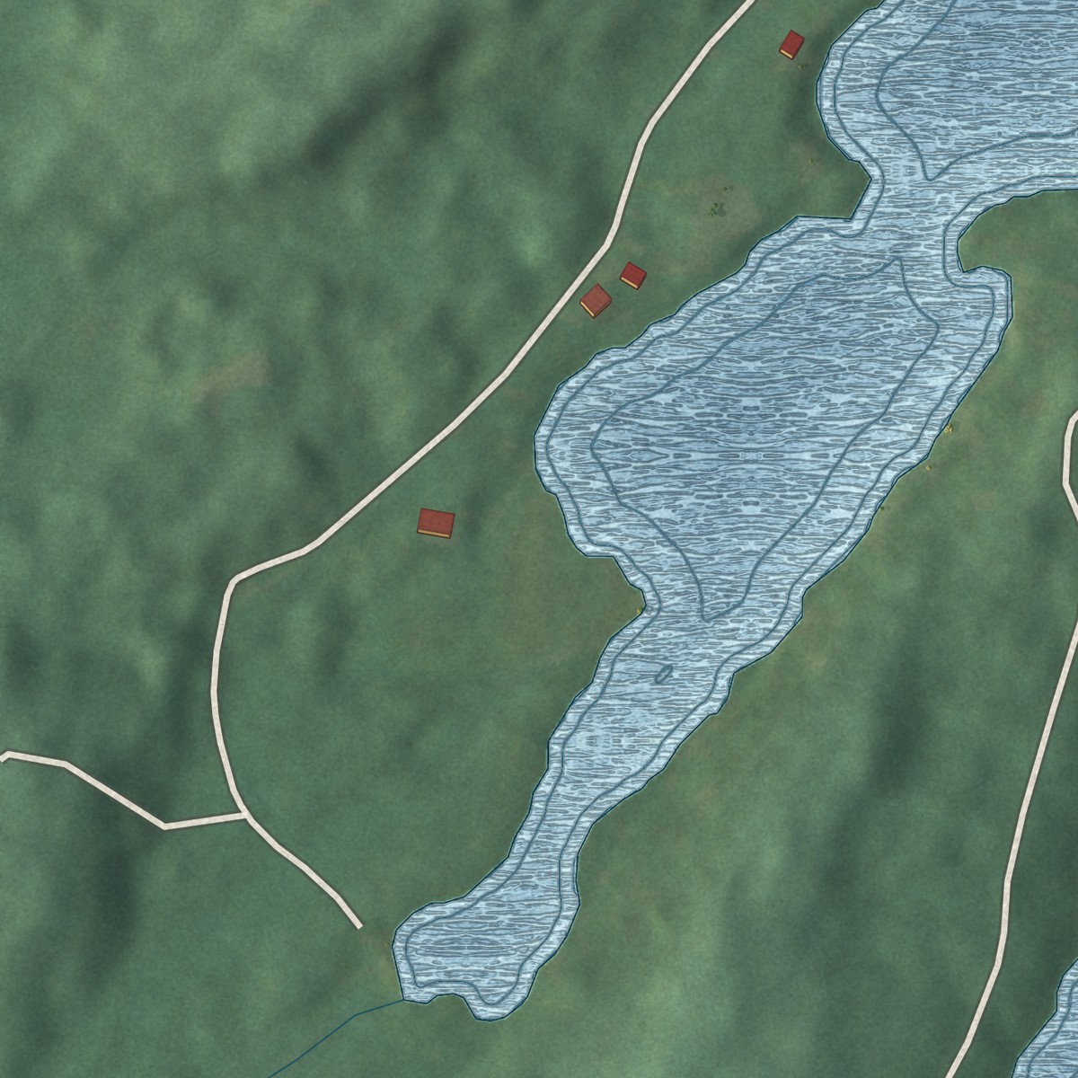 Second close-up of the map of Otter Lake, New York print showing more streets and buildings