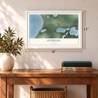 Ottertail, Minnesota map, 12 x 18 inch print in a white frame in an entryway