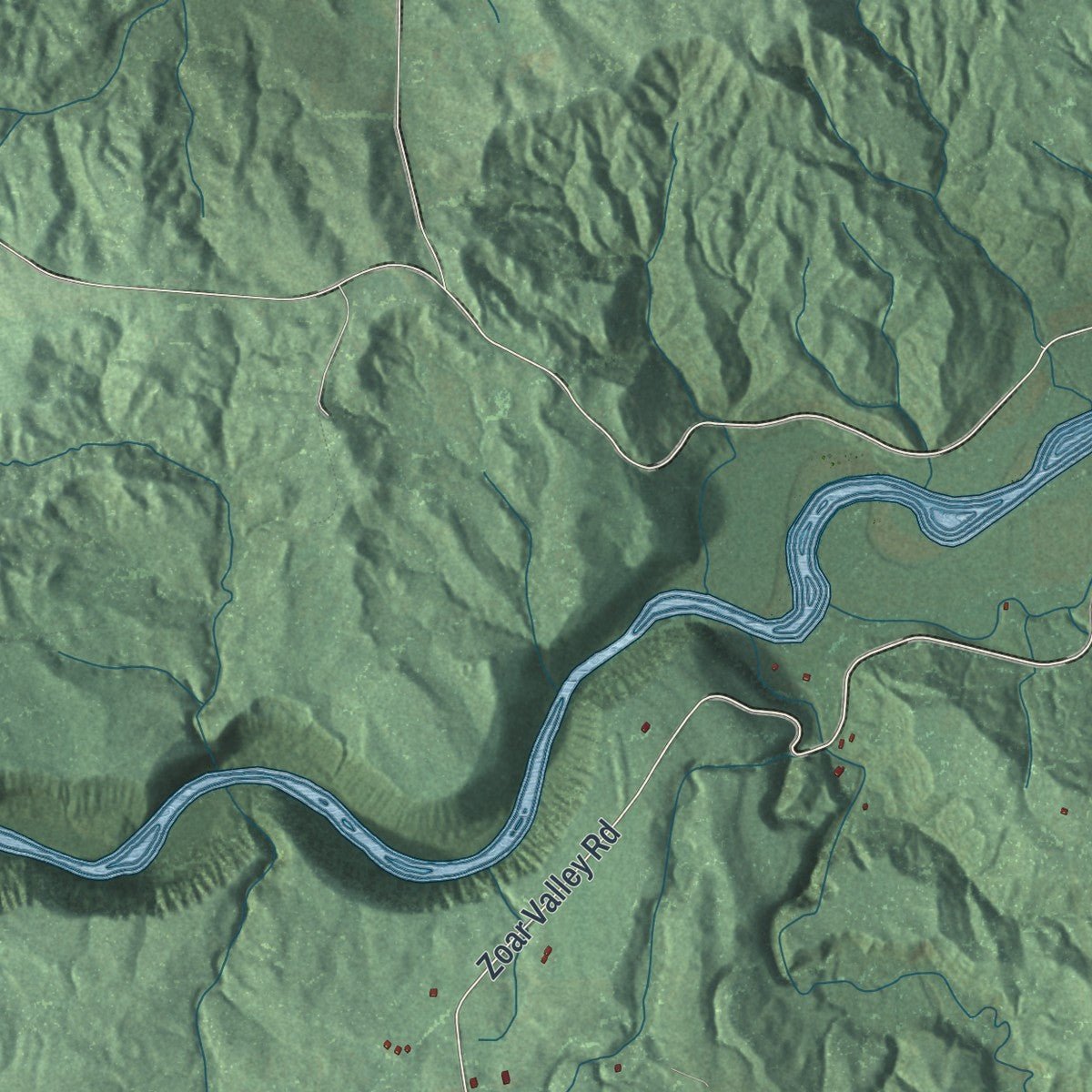 Second close-up of the map of Otto, New York print showing more streets and buildings