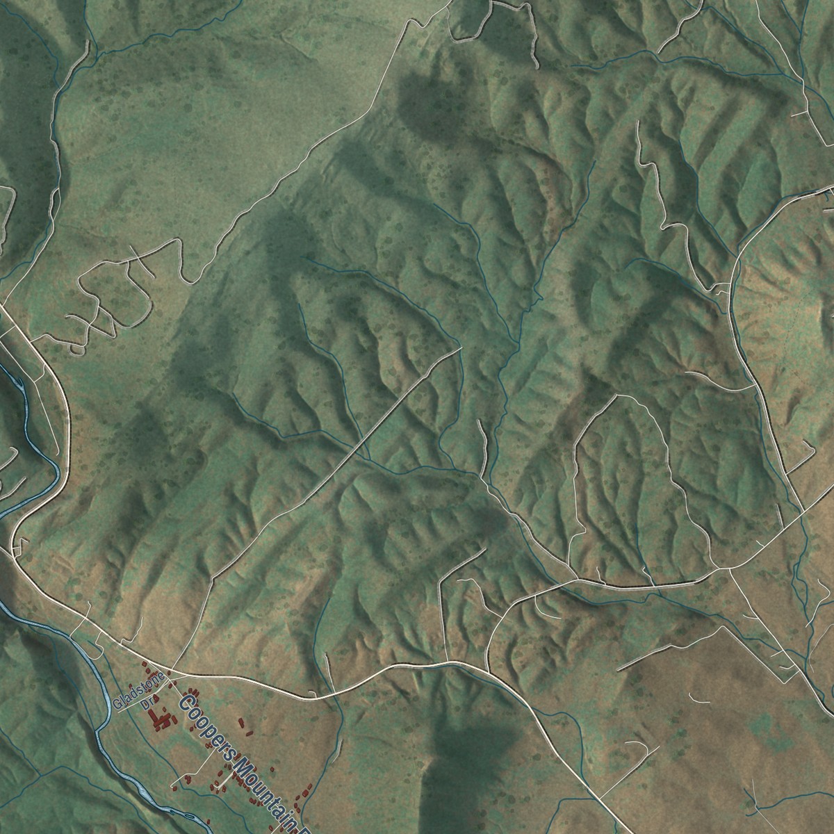 Second close-up of the map of Ottobine, Virginia print showing more streets and buildings