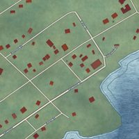 Second close-up of the map of Ouzinkie, Alaska print showing more streets and buildings