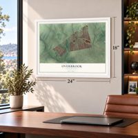 Overbrook, Philadelphia, Pennsylvania map, 18 x 24 inch print in a white frame in a home office