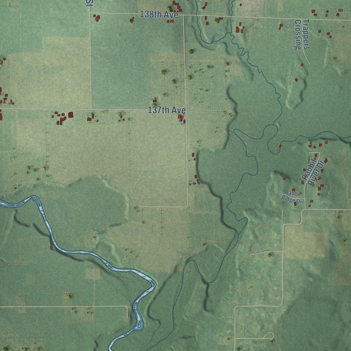 Second close-up of the map of Overisel, Michigan print showing more streets and buildings