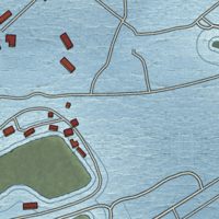 Second close-up of the map of Overland, Nebraska print showing more streets and buildings