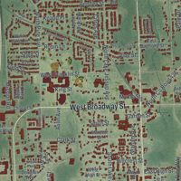 Second close-up of the map of Oviedo, Florida print showing more streets and buildings