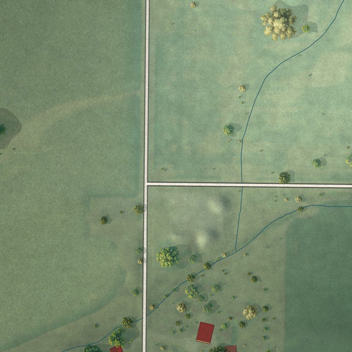 Second close-up of the map of Owaneco, Illinois print showing more streets and buildings