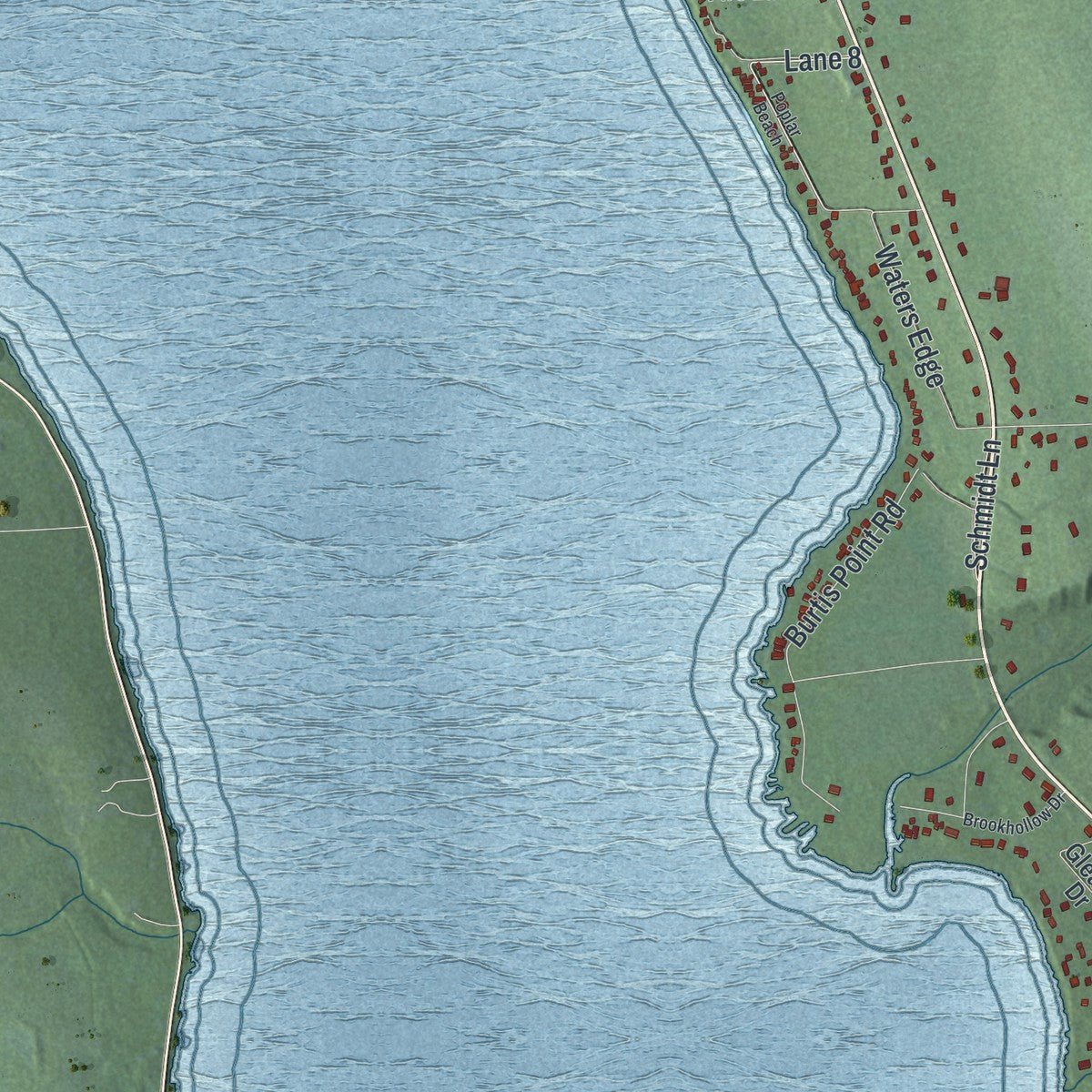 Second close-up of the map of Owasco, New York print showing more streets and buildings