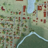 Second close-up of the map of Owen, Wisconsin print showing more streets and buildings