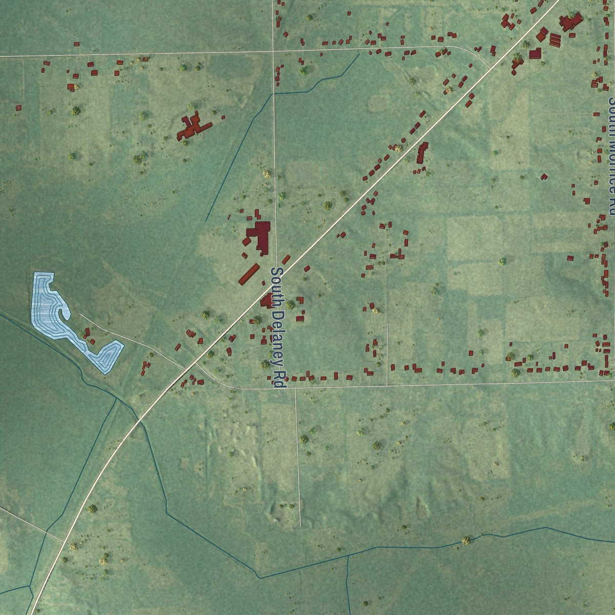 Second close-up of the map of Owosso, Shiawassee County, Michigan print showing more streets and buildings