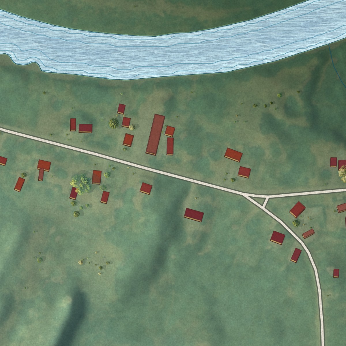 Second close-up of the map of Oxbow, New York print showing more streets and buildings