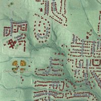 Second close-up of the map of Oxford, Ohio print showing more streets and buildings