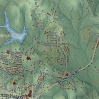 Second close-up of the map of Ozark, Alabama print showing more streets and buildings