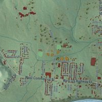 Second close-up of the map of Ozark, Arkansas print showing more streets and buildings