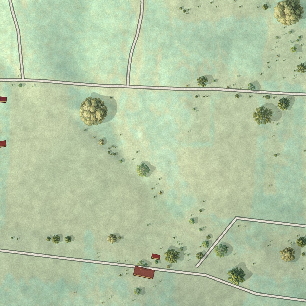 Second close-up of the map of Ozone, Arkansas print showing more streets and buildings