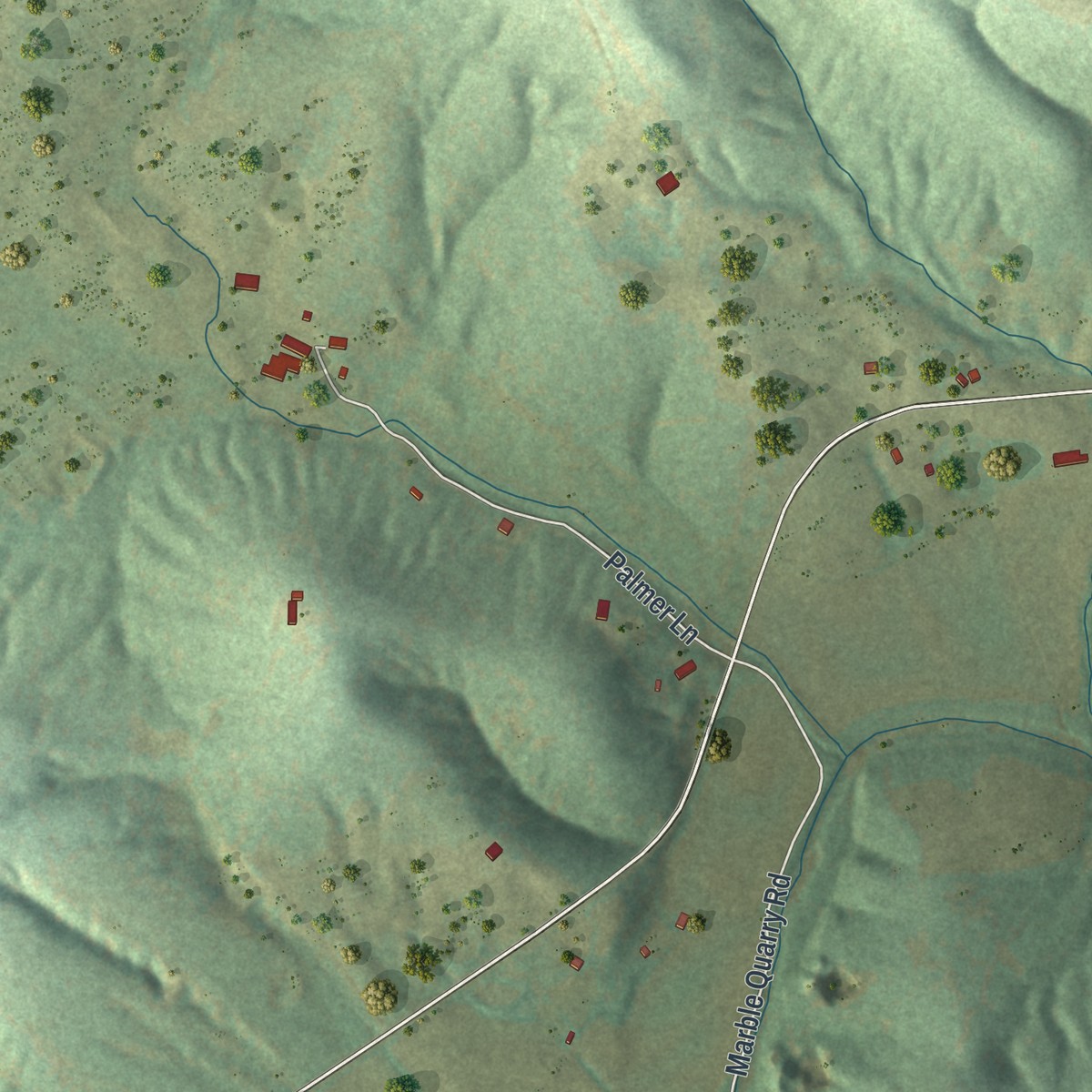 Second close-up of the map of Ozora, Missouri print showing more streets and buildings