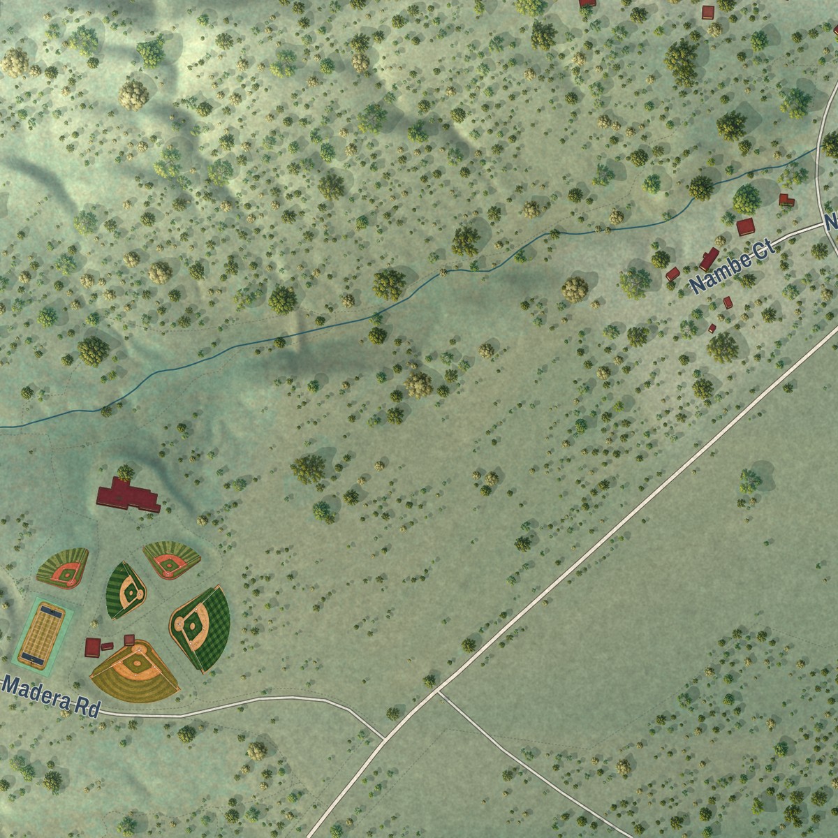 Second close-up of the map of Paa-Ko, New Mexico print showing more streets and buildings