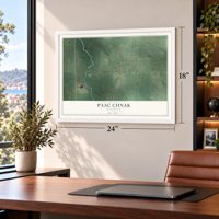 Paac Ciinak, Wisconsin map, 18 x 24 inch print in a white frame in a home office