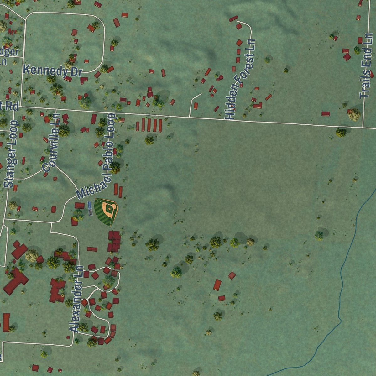 Second close-up of the map of Pablo, Montana print showing more streets and buildings