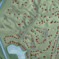 Second close-up of the map of Paces, Georgia print showing more streets and buildings