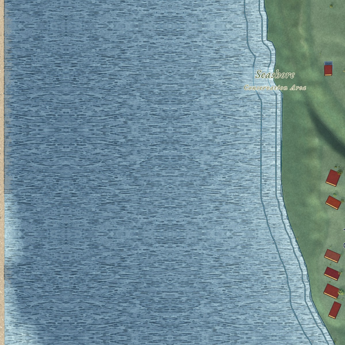 Second close-up of the map of Pacific Beach, Washington print showing more streets and buildings
