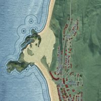 Second close-up of the map of Pacific City, Oregon print showing more streets and buildings