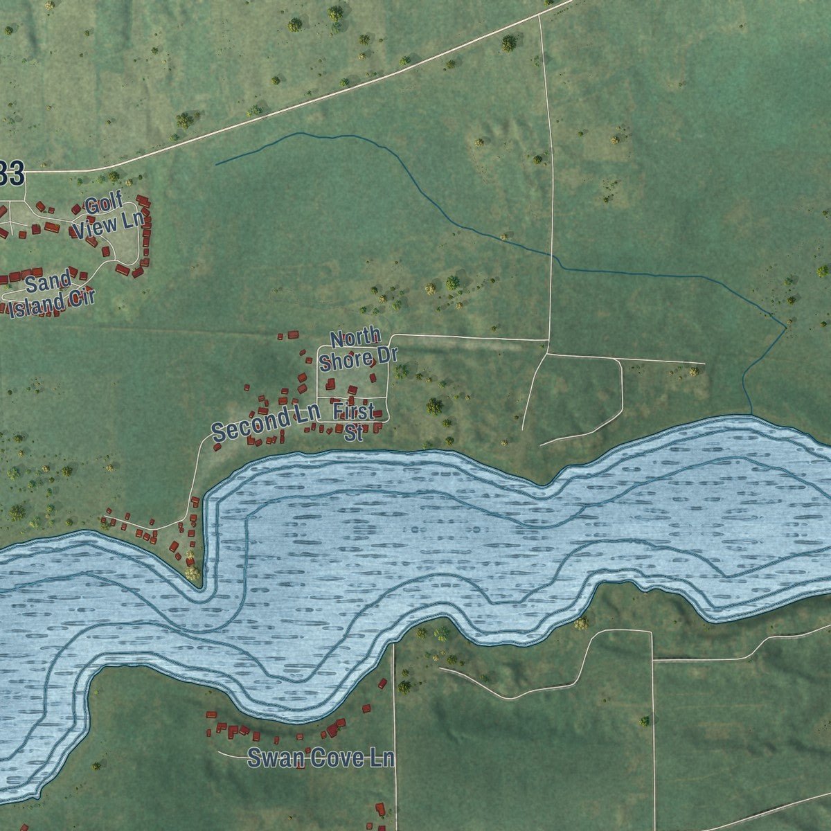 Second close-up of the map of Pacific, Wisconsin print showing more streets and buildings