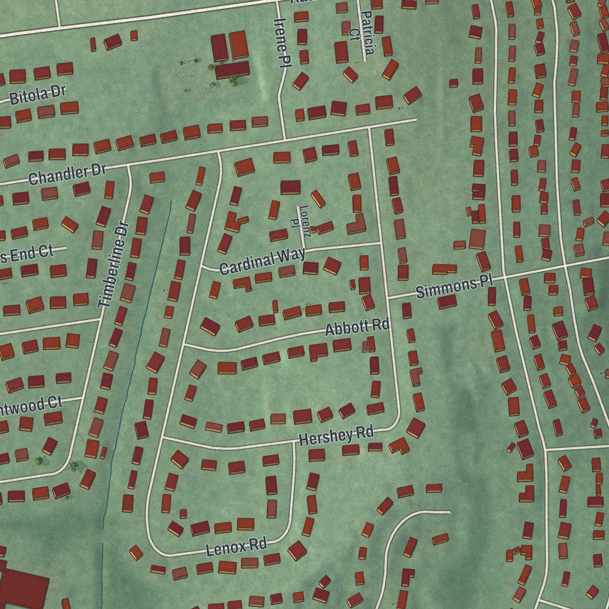 Second close-up of the map of Packanack Lake, New Jersey print showing more streets and buildings