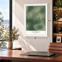 Paderborn, Illinois map, 18 x 24 inch print in a white frame in a home office