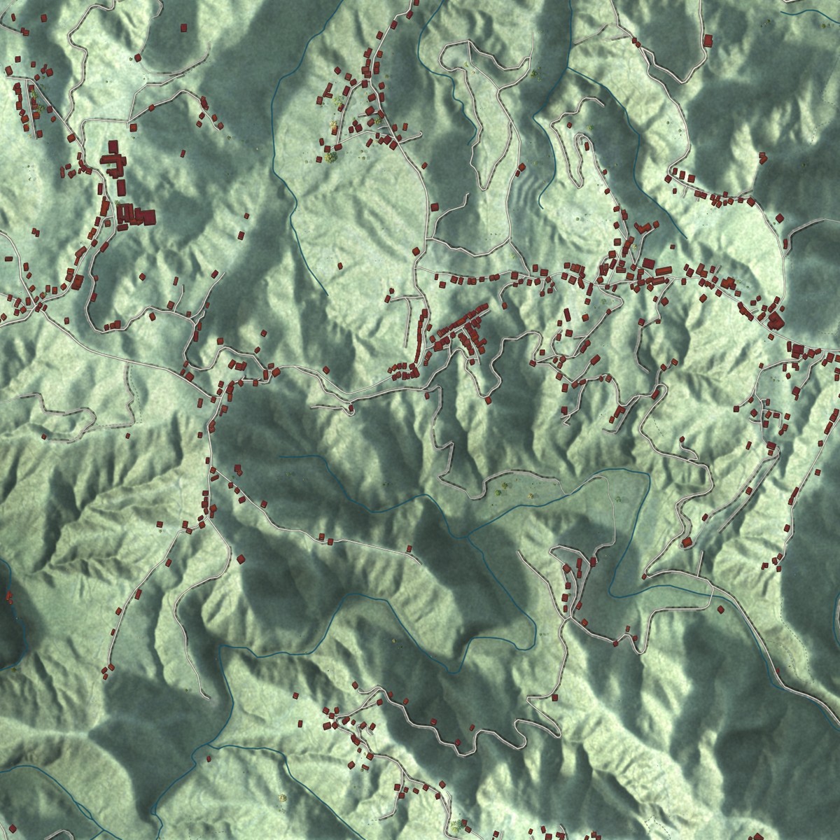Second close-up of the map of Padilla, Puerto Rico print showing more streets and buildings