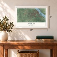 Paducah, Kentucky map, 12 x 18 inch print in a white frame in an entryway