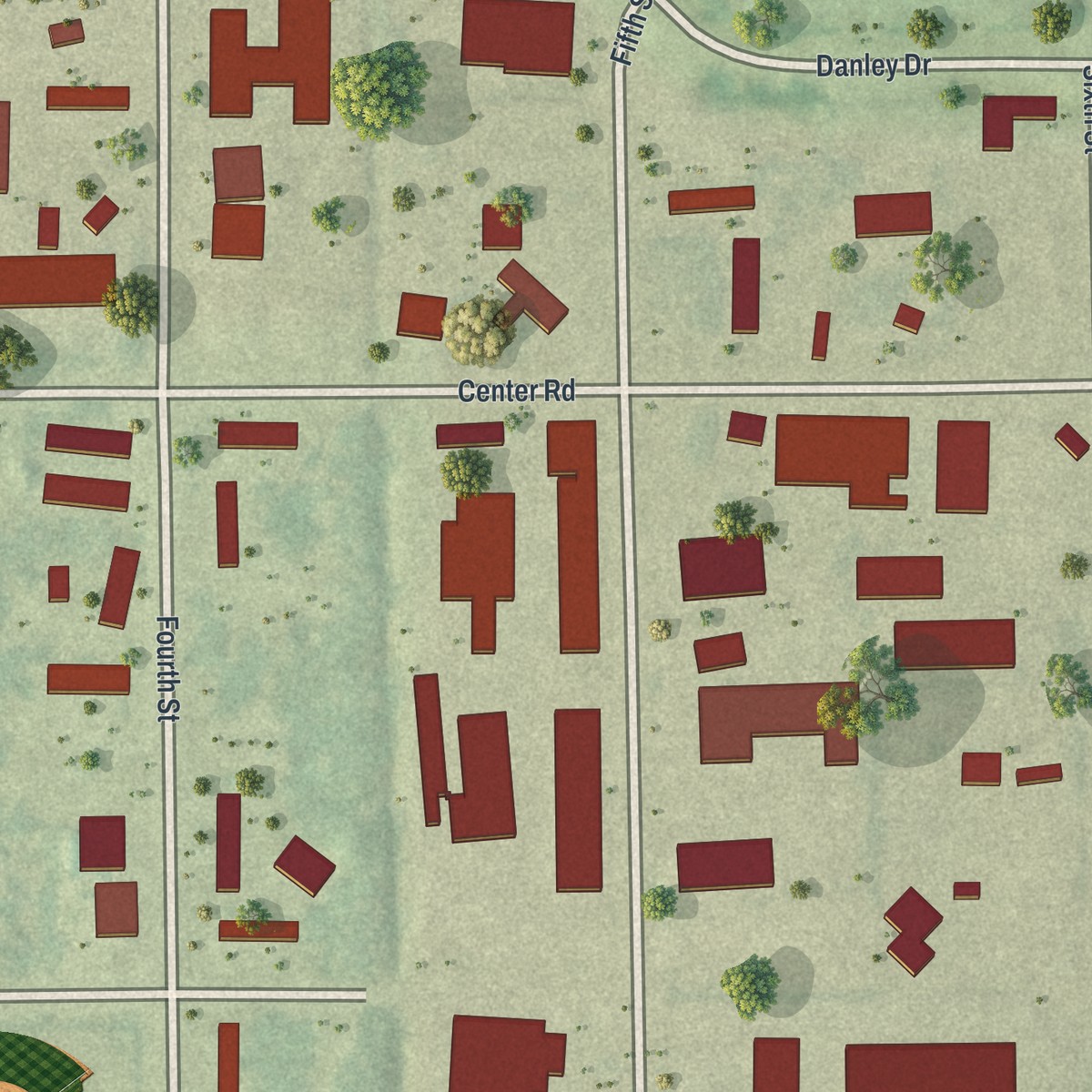 Second close-up of the map of Page Park, Florida print showing more streets and buildings