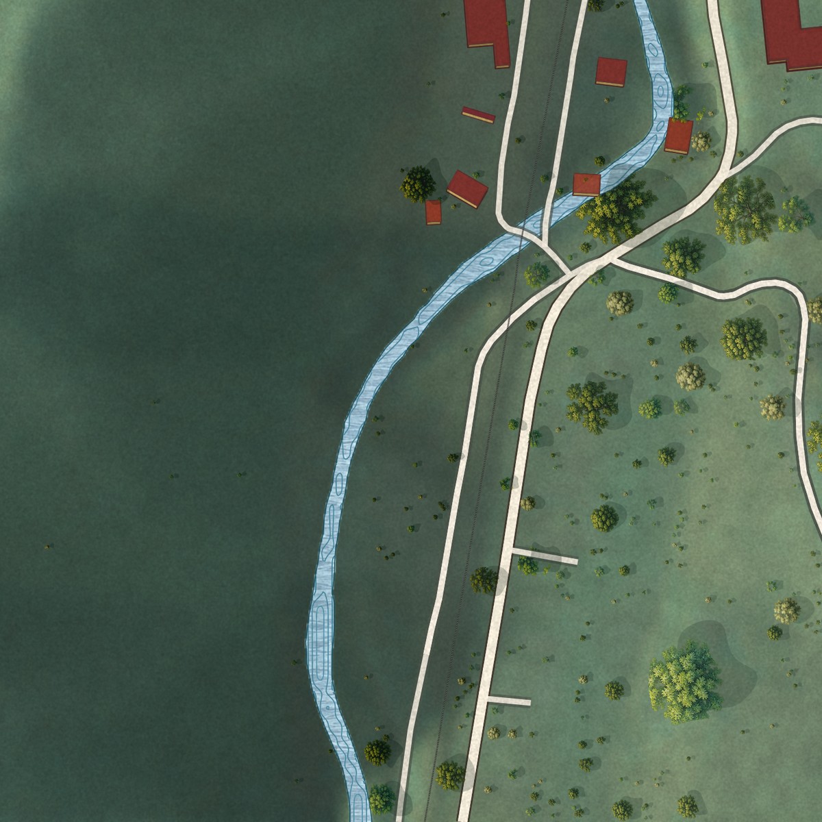 Second close-up of the map of Page, West Virginia print showing more streets and buildings