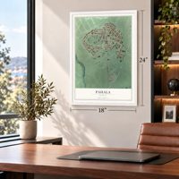 Pahala, Hawaii map, 18 x 24 inch print in a white frame in a home office