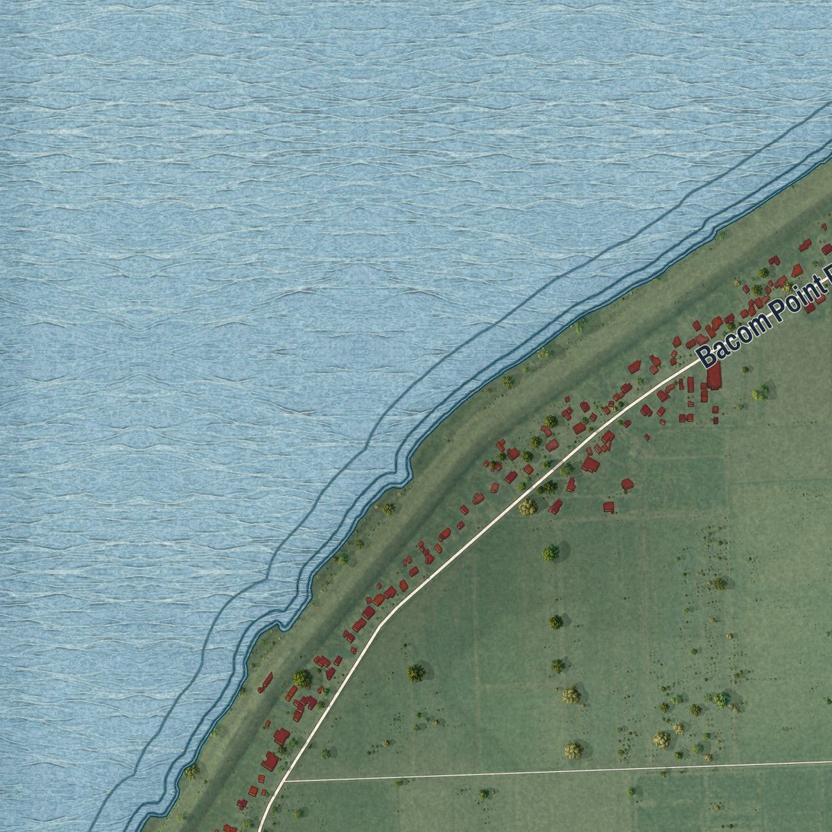 Second close-up of the map of Pahokee, Florida print showing more streets and buildings