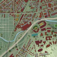 Second close-up of the map of Pakachoag, Massachusetts print showing more streets and buildings