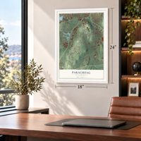 Pakachoag, Massachusetts map, 18 x 24 inch print in a white frame in a home office