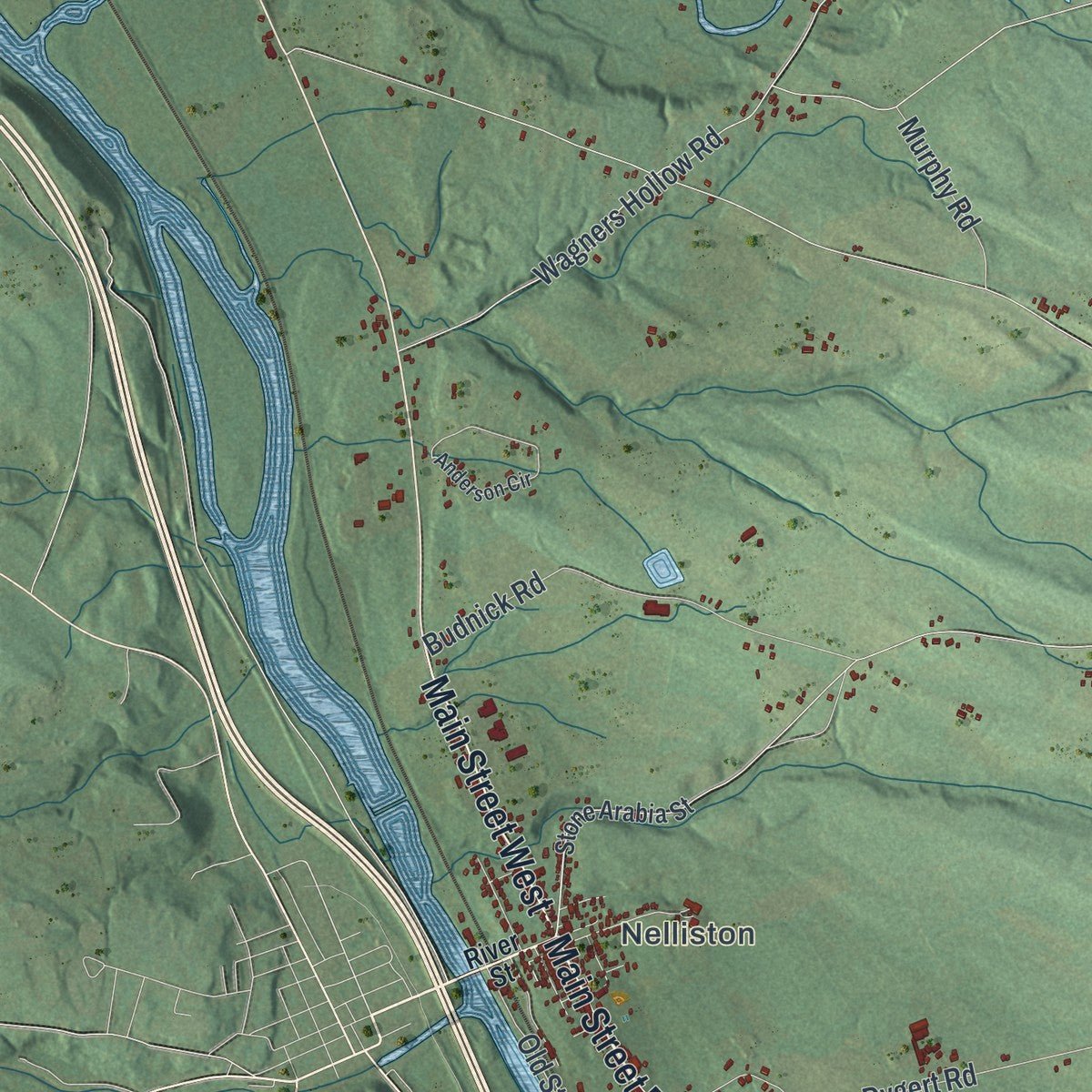 Second close-up of the map of Palatine, New York print showing more streets and buildings