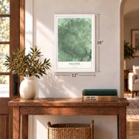 Palatine, New York map, 12 x 18 inch print in a white frame in an entryway
